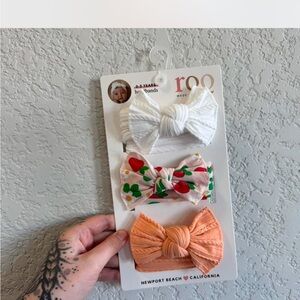 Kids Bow Headbands - White, Strawberry, and Orange